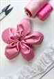 PINK SATIN OVERSIZE FLOWER SCRUNCHIE