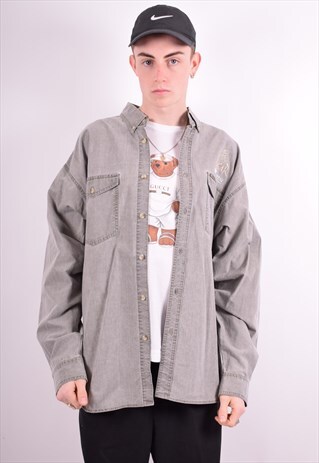 COLUMBIA MENS VINTAGE DENIM SHIRT XL GREY 90'S