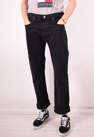 LEVI'S 501 MENS VINTAGE JEANS W34 L32 BLACK 90S
