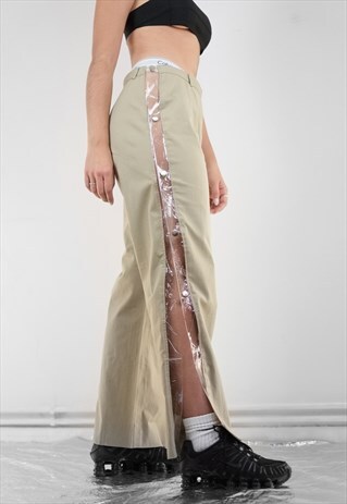 VINTAGE REWORKED BEIGE POPPERS TROUSERS