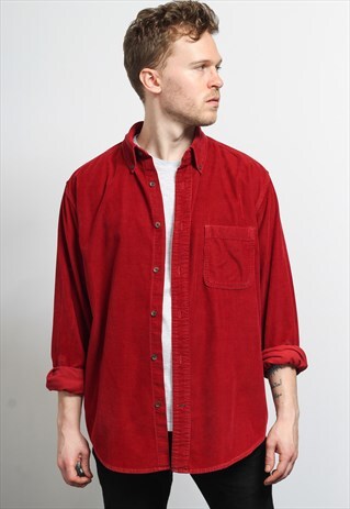 VINTAGE CORDUROY CORD SHIRT RED