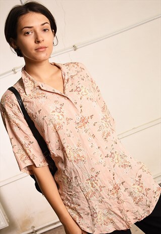 90'S RETRO FLORAL PARIS CHIC FESTIVAL BLOUSE TOP