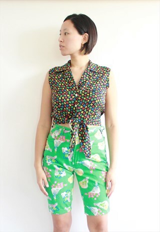 VINTAGE TISSUS UNGARO BLACK MULTI TOP