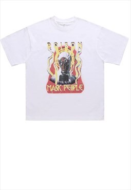 Gas mask t-shirt grunge tee retro punk poison top in white