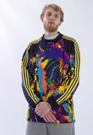 RARE VINTAGE MENS ADIDAS LONG SLEEVE GOALKEEPER JERSEY SHIRT