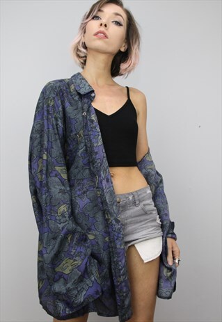 VINTAGE 80S/90S OVERSIZED PATTERNED SILK SHIRT