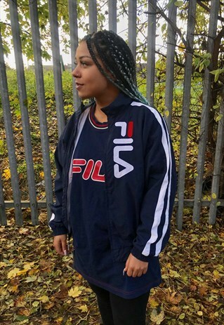 VINTAGE FLA SPELLOUT BLUE SHELL TRACKSUIT BOMBER JACKET