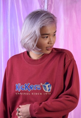 VINTAGE KICKERS DUSTY RED EMBROIDERED SWEATSHIRT