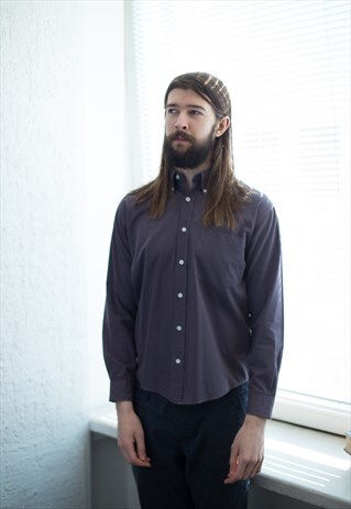 VINTAGE 80'S BROWN/PURPLE CHECKED SHIRT
