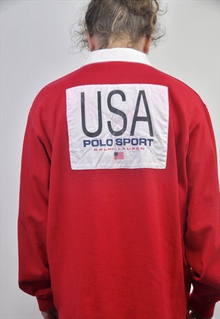 RARE VINTAGE 90S POLO SPORT RALPH LAUREN K SWISS RUGBY SHIRT