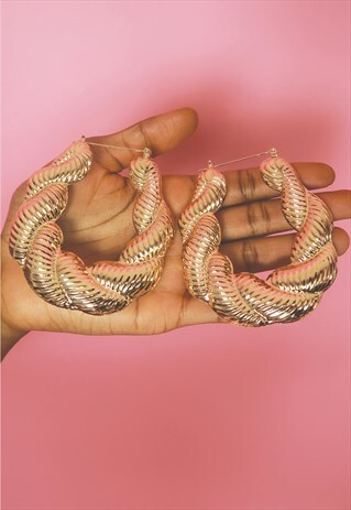 GOLD TWIST HOOP BAMBOO EARRINGS