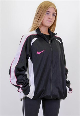 VINTAGE NIKE JACKET IN BLACK AND PINK MEDIUM