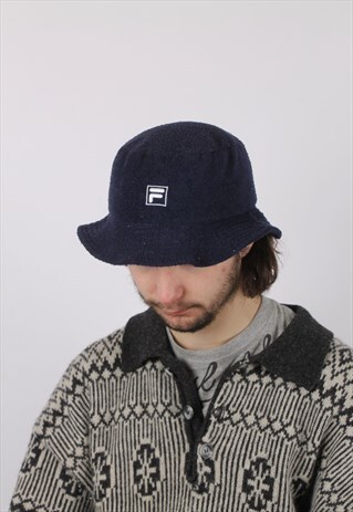 VINTAGE FILA BUCKET CAP HAT FLANNEL