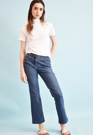 Y2K RETRO STONEWASH REGULAR WAIST FLARE DENIM JEANS