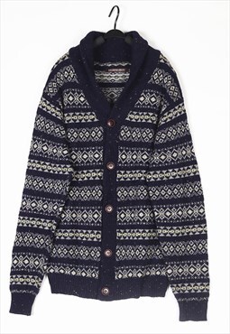 Grey Patterned wool knitwear Cardigan jumper knit 