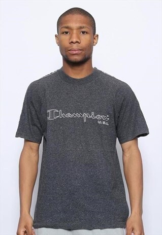VINTAGE CHAMPION TAPE LOGO TEE DARK GREY