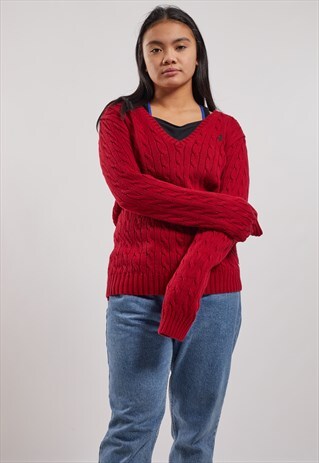 VINTAGE RALPH LAUREN V-NECK CABLE KNIT JUMPER