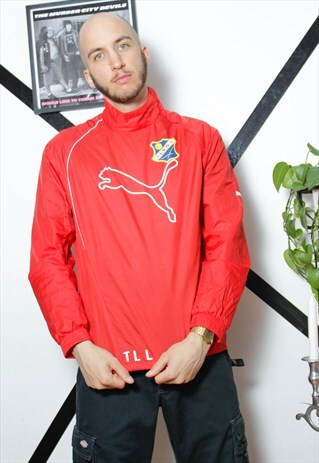 90S VINTAGE Y2K SPORTS RED PUMA WINDBREAKER PULLOVER JACKET