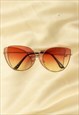 Coral Pink Gradient Butterfly Wire Frame Cat Eye Sunglasses