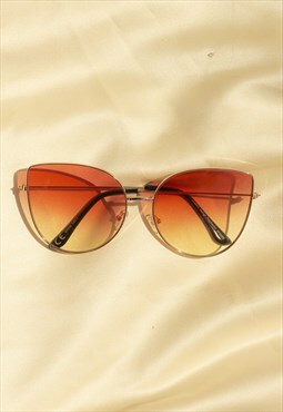 Coral Pink Gradient Butterfly Wire Frame Cat Eye Sunglasses