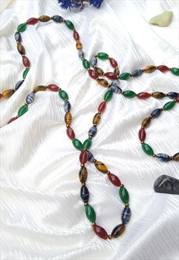 Vintage 90s Long Glass Beaded Necklace