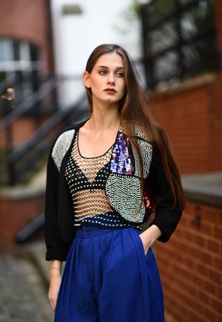 VINTAGE SEQUIN CROPPED JACKET