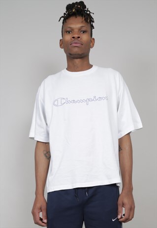 VINTAGE OVERSIZE CHAMPION LOGO 90'S WHITE T-SHIRT