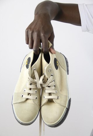 VINTAGE AMERICAN EAGLE BEIGE HIGH-TOP TRAINERS