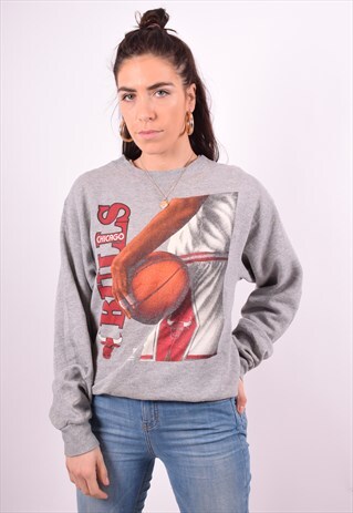 WOMENS VINTAGE SWEATSHIRT JUMPER MEDIUM GREY 90'S