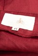 TRADITIONAL LINEN BLOUSE LONG SLEEVE OVER SHIRT BURGUNDY TOP