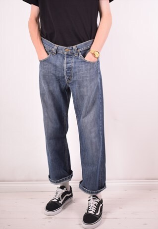 LEE MENS VINTAGE JEANS W34 L27 BLUE 90S