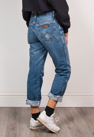 90'S VINTAGE WRANGLER BLUE DENIM HIGH WAIST MOM JEANS