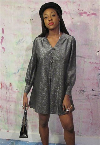 BRIGHT SILVER 60S DRESS.