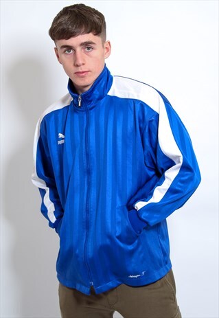 VINTAGE PUMA LOGO JACKET IN BLUE LARGE