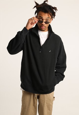VINTAGE NAUTICA EMBROIDERED LOGO 1/4 ZIP SWEATSHIRT