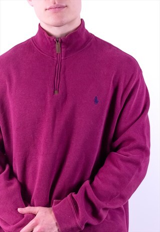 VINTAGE RALPH LAUREN 1/4 ZIP SWEATSHIRT IN MAROON