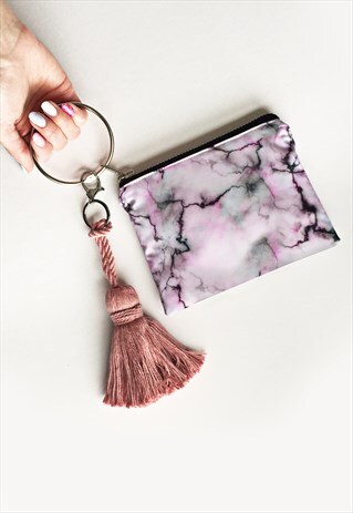 PASTEL PURPLE MARBLE LOOP ZIPPER POUCH