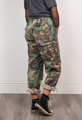 90'S RETRO GRUNGE STYLE CAMO PATTERN CARGO PANTS TROUSERS