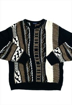 Vintage 3D Knit 90s Abstract Funky Pattern Jumper