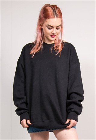 VINTAGE 90'S BLACK BASIC SWEATSHIRT JUMPER