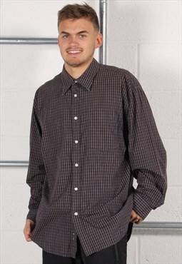 Vintage Gap Shirt in Navy Check Casual Long Sleeve XL