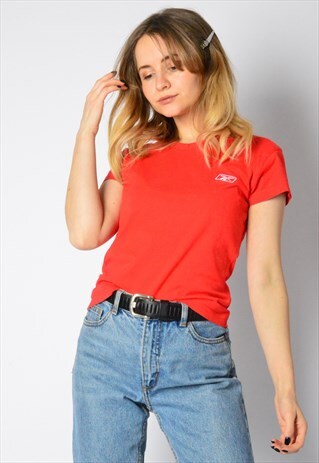 VINTAGE 90S RED V-NECK REEBOK SPORTS TOP