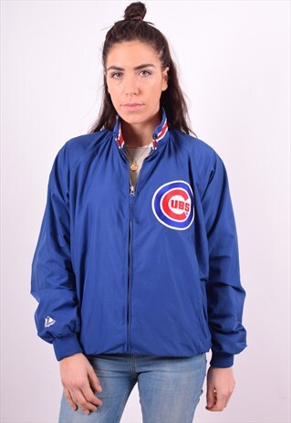 MAJESTIC WOMENS VINTAGE JACKET XL BLUE 90'S
