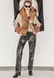VINTAGE Y2K EMBROIDERED WARM JACKET WITH FAUX FUR COLLAR