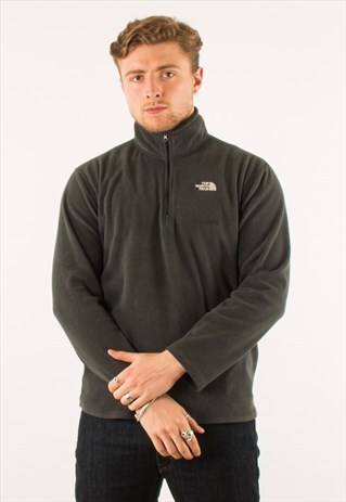 VINTAGE NORTH FACE GREY QUARTER ZIP FLEECE