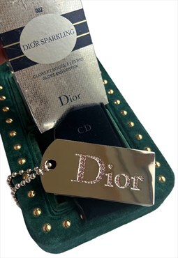 Dior mirror compact makeup key ring chain silver tone Y2K