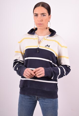 NAUTICA WOMENS VINTAGE SWEATSHIRT JUMPER XL MULTI STRIPES 90