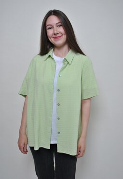 90's causal blouse, minimalist summer button up shirt 