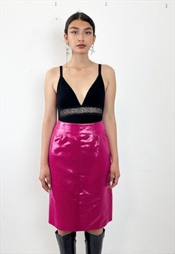 Vintage 90s acetate pink linguette skirt 