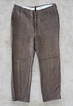 Polo Ralph Lauren Brown  Flax Trousers Made in Italy W36 L32